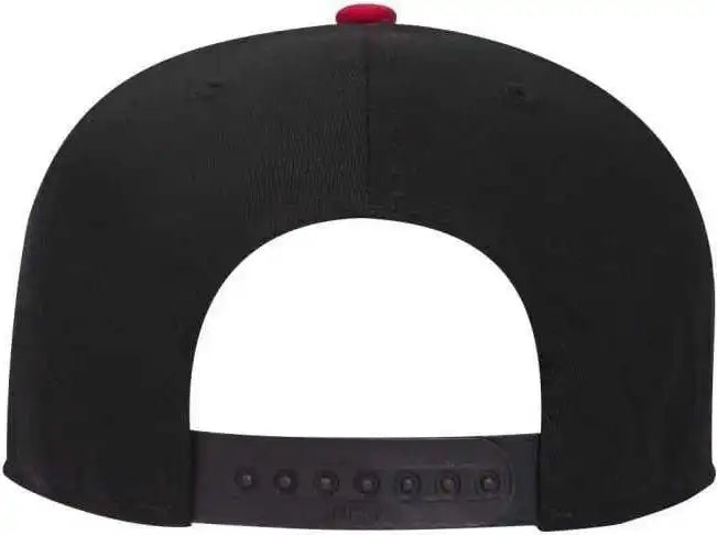 Otto 145-1044 Superior Cotton Twill Round Flat Visor Youth 6 Panel Snapback Hat - Red Black