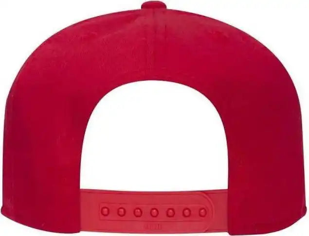 Otto 145-1044 Superior Cotton Twill Round Flat Visor Youth 6 Panel Snapback Hat - Red