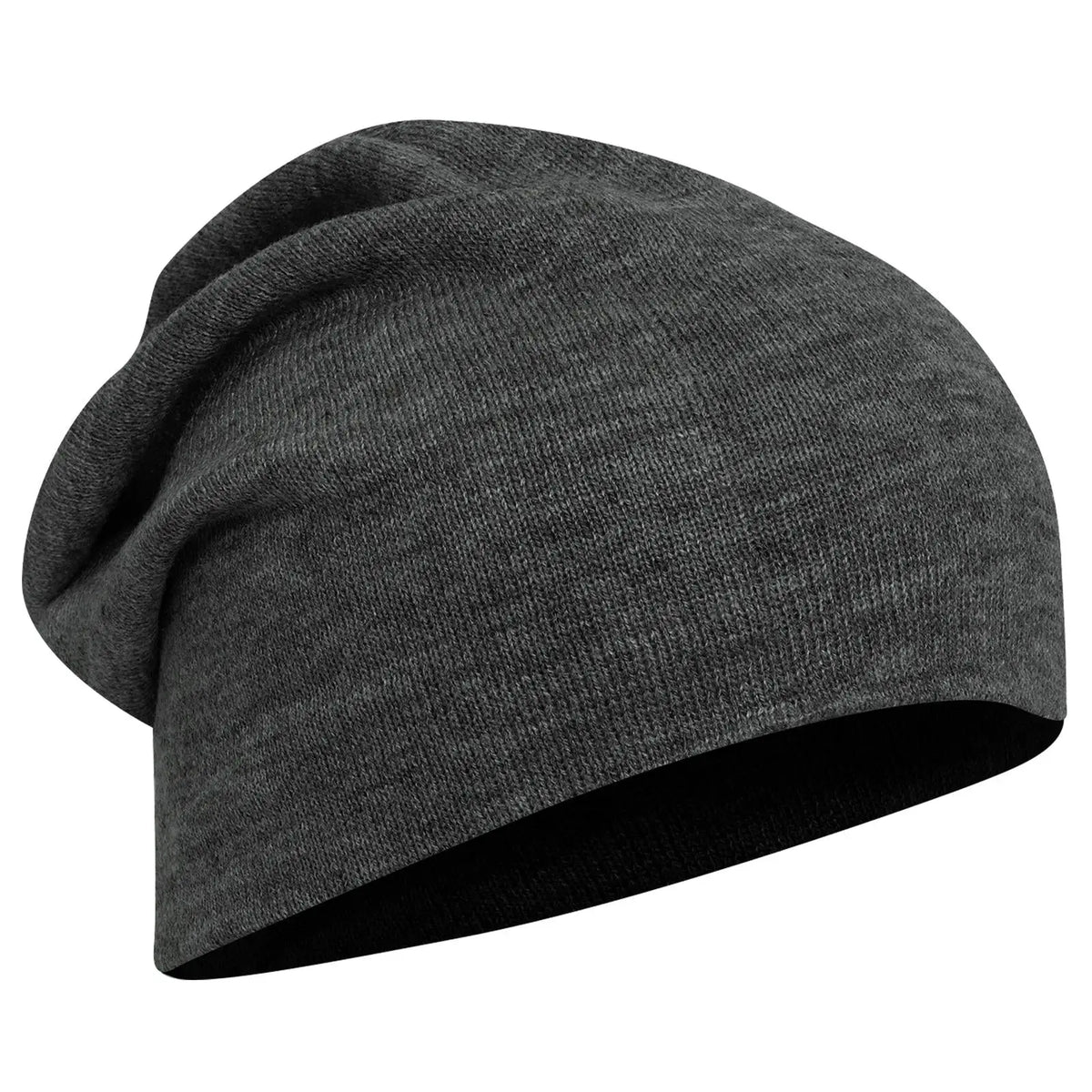 Otto 146-1069 11 3/4’’ Comfort Slouch Beanie - Heath. Black - 7 3/8’’ - 5/8’’