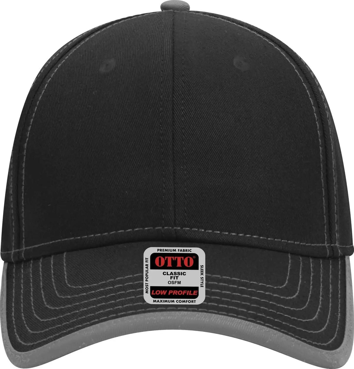 Otto 147-1071 6 Panel Low Profile Baseball Cap - Blk/gry - 1/2’’ - 7 5/8’’