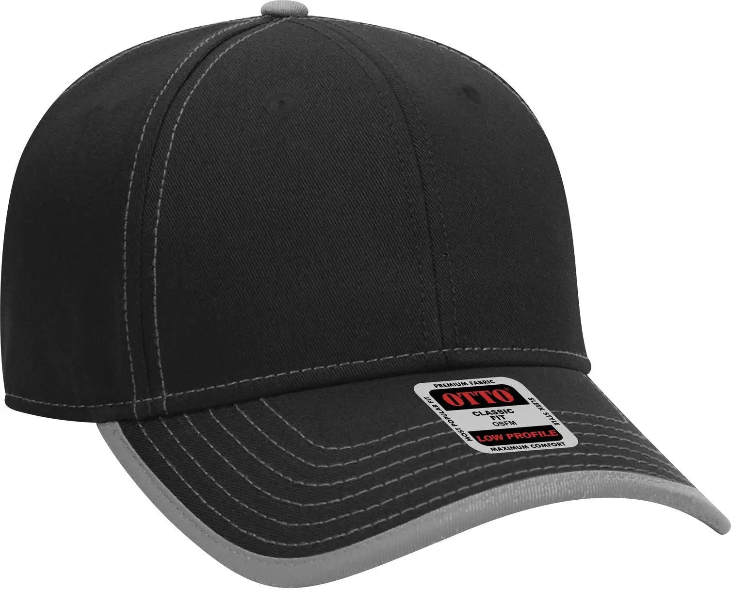 Otto 147-1071 6 Panel Low Profile Baseball Cap - Blk/gry - 1/2’’ - 7 5/8’’