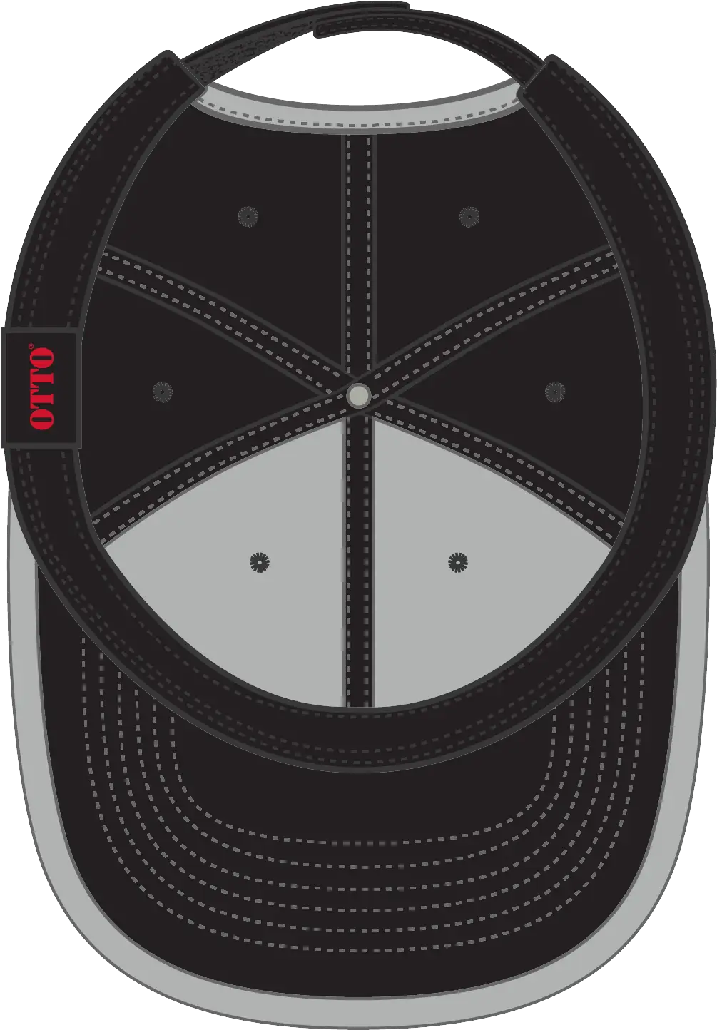 Otto 147-1071 6 Panel Low Profile Baseball Cap - Blk/gry - 1/2’’ - 7 5/8’’
