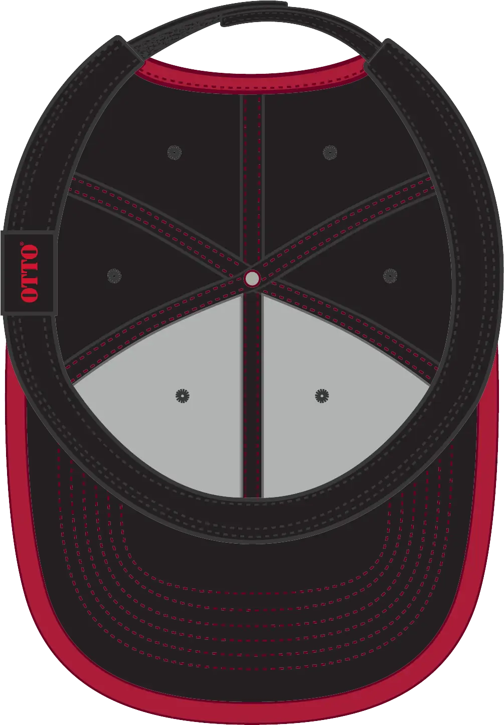 Otto 147-1071 6 Panel Low Profile Baseball Cap - Blk/red - 1/2’’ - 7 5/8’’