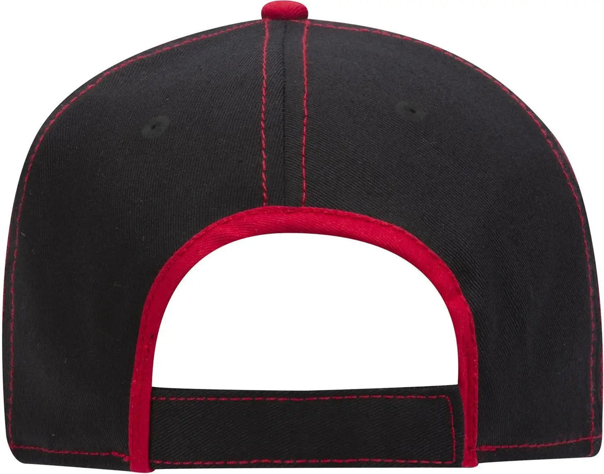 Otto 147-1071 6 Panel Low Profile Baseball Cap - Blk/red - 1/2’’ - 7 5/8’’