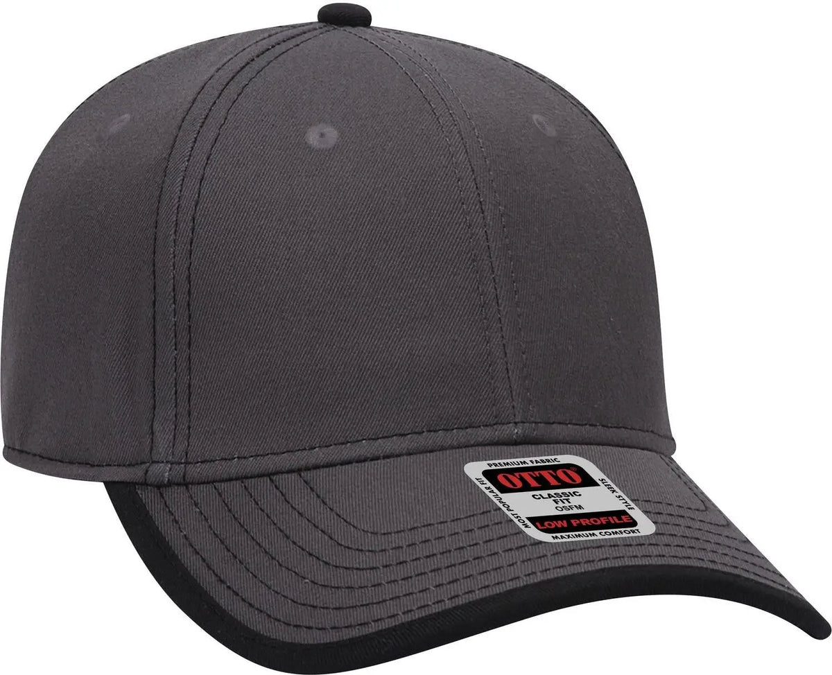 Otto 147-1071 6 Panel Low Profile Baseball Cap - Ch.gry/blk - 1/2’’ - 7 5/8’’