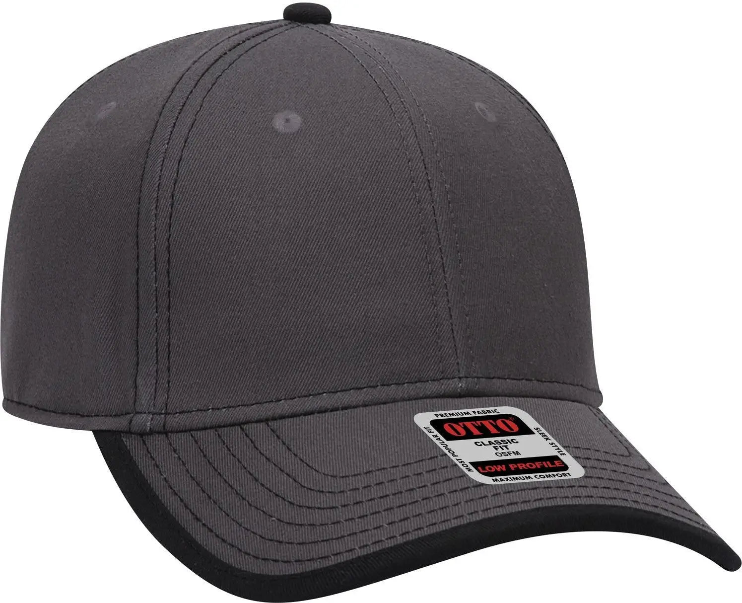 Otto 147-1071 6 Panel Low Profile Baseball Cap - Ch.gry/blk - 1/2’’ - 7 5/8’’