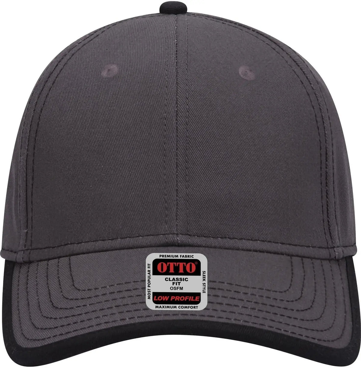 Otto 147-1071 6 Panel Low Profile Baseball Cap - Ch.gry/blk - 1/2’’ - 7 5/8’’