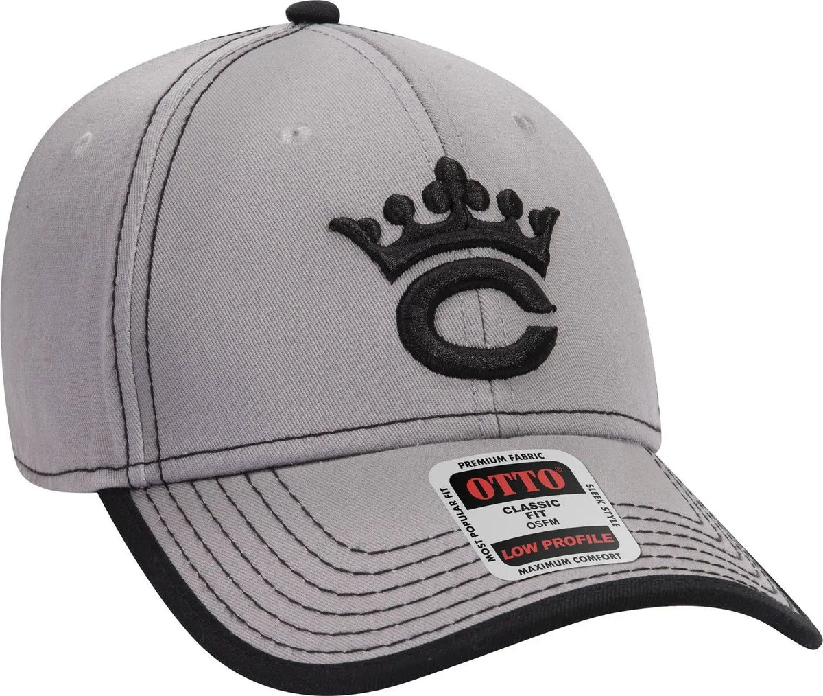 Otto 147-1071 6 Panel Low Profile Baseball Cap - Ch.gry/blk - 1/2’’ - 7 5/8’’