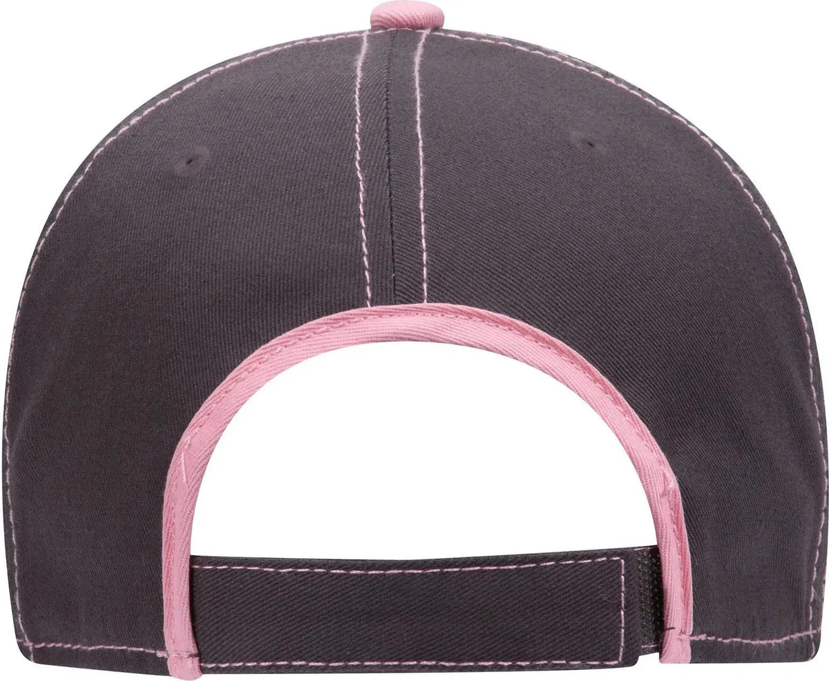 Otto 147-1071 6 Panel Low Profile Baseball Cap - Ch.gry/pnk - 1/2’’ - 7 5/8’’