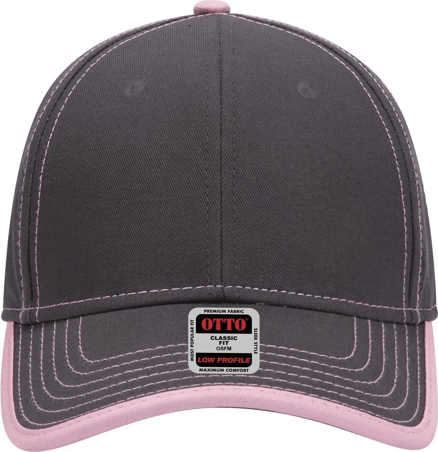 Otto 147-1071 6 Panel Low Profile Baseball Cap - Ch.gry/pnk - 1/2’’ - 7 5/8’’
