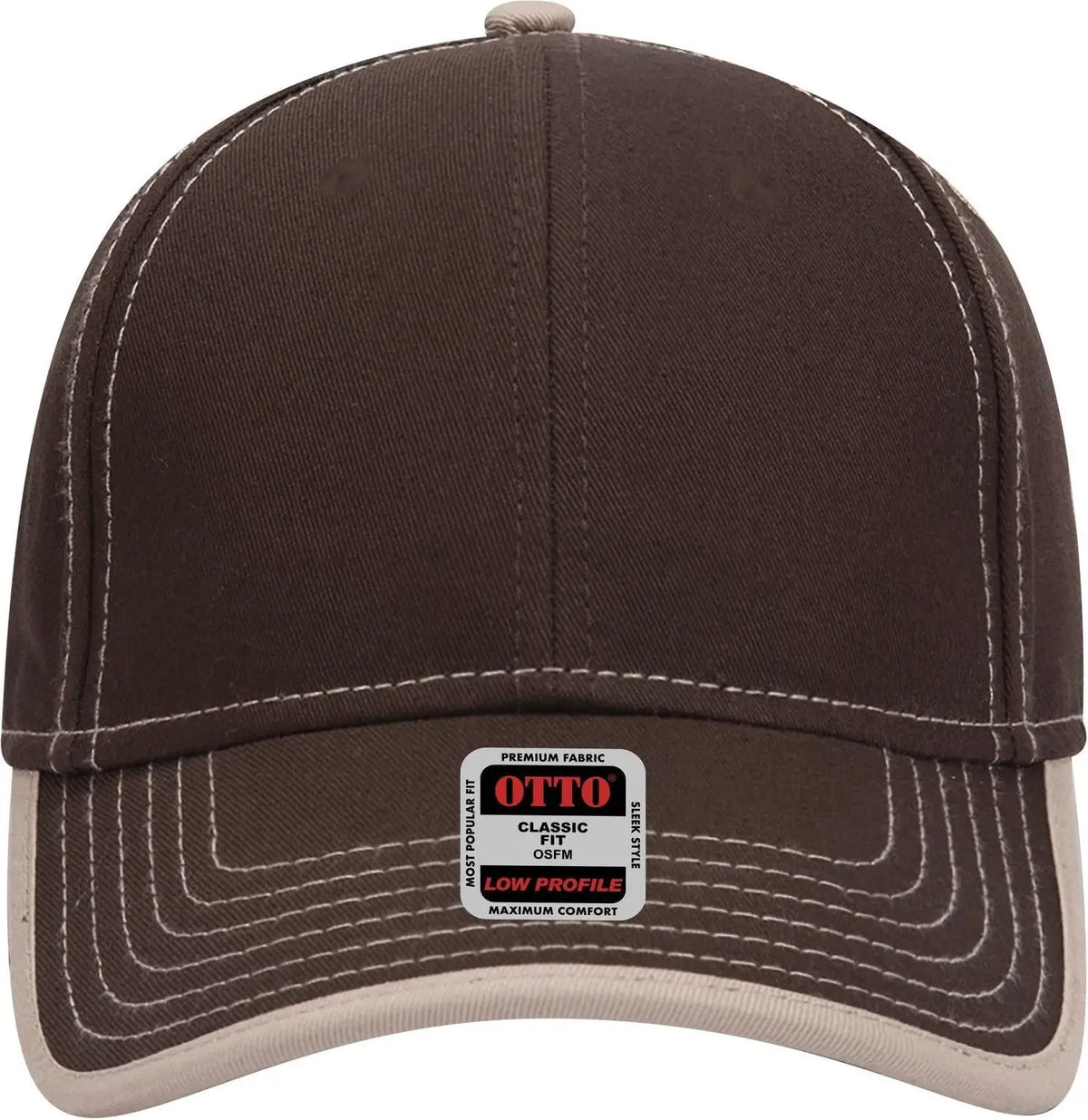 Otto 147-1071 6 Panel Low Profile Baseball Cap - Dk.brn/kha - 1/2’’ - 7 5/8’’