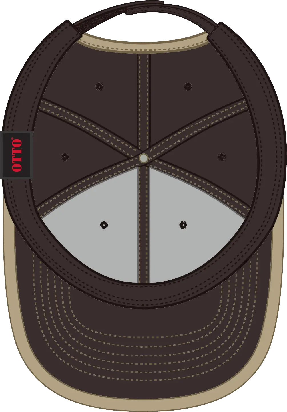 Otto 147-1071 6 Panel Low Profile Baseball Cap - Dk.brn/kha - 1/2’’ - 7 5/8’’