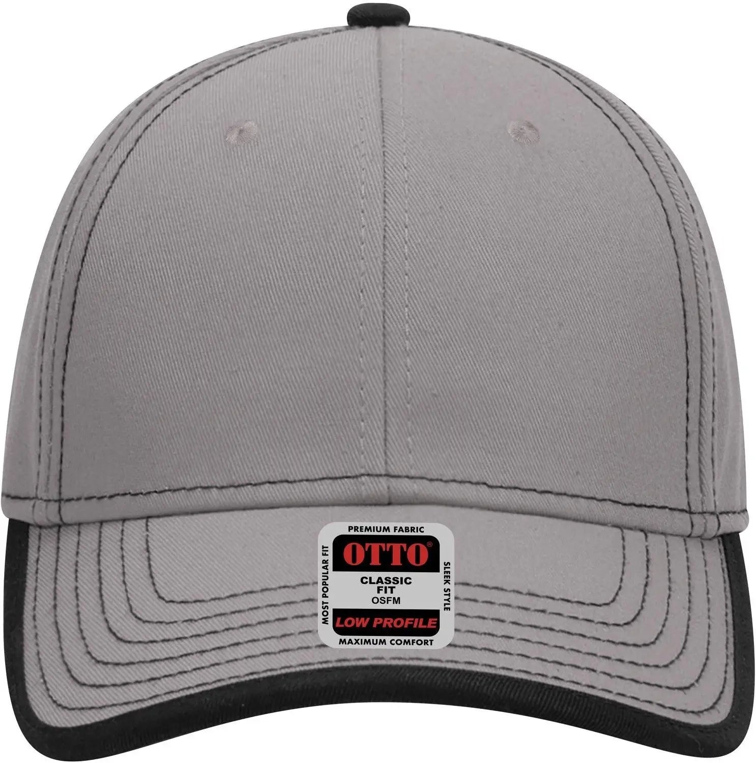 Otto 147-1071 6 Panel Low Profile Baseball Cap - Gry/blk - 1/2’’ - 7 5/8’’