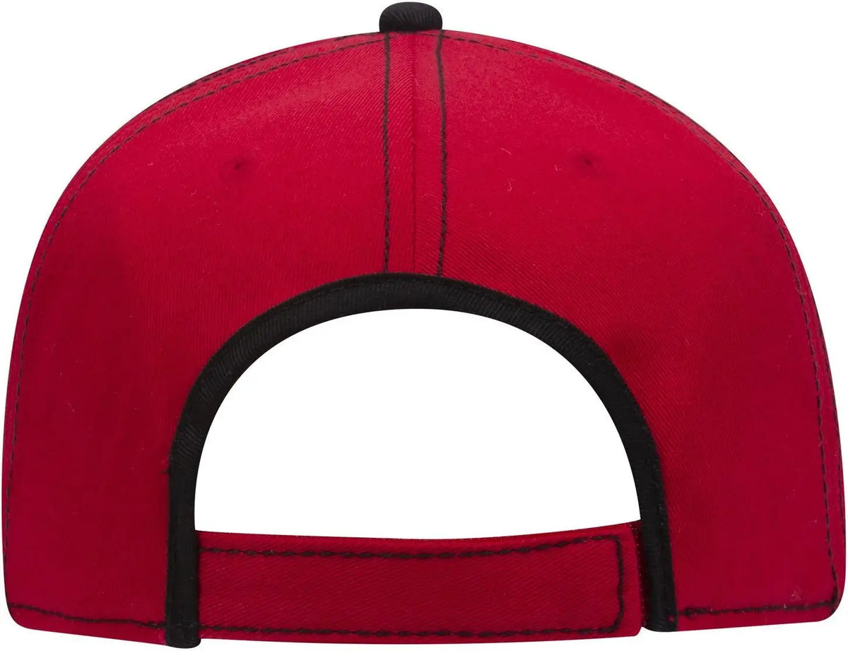 Otto 147-1071 6 Panel Low Profile Baseball Cap - Red/blk - 1/2’’ - 7 5/8’’