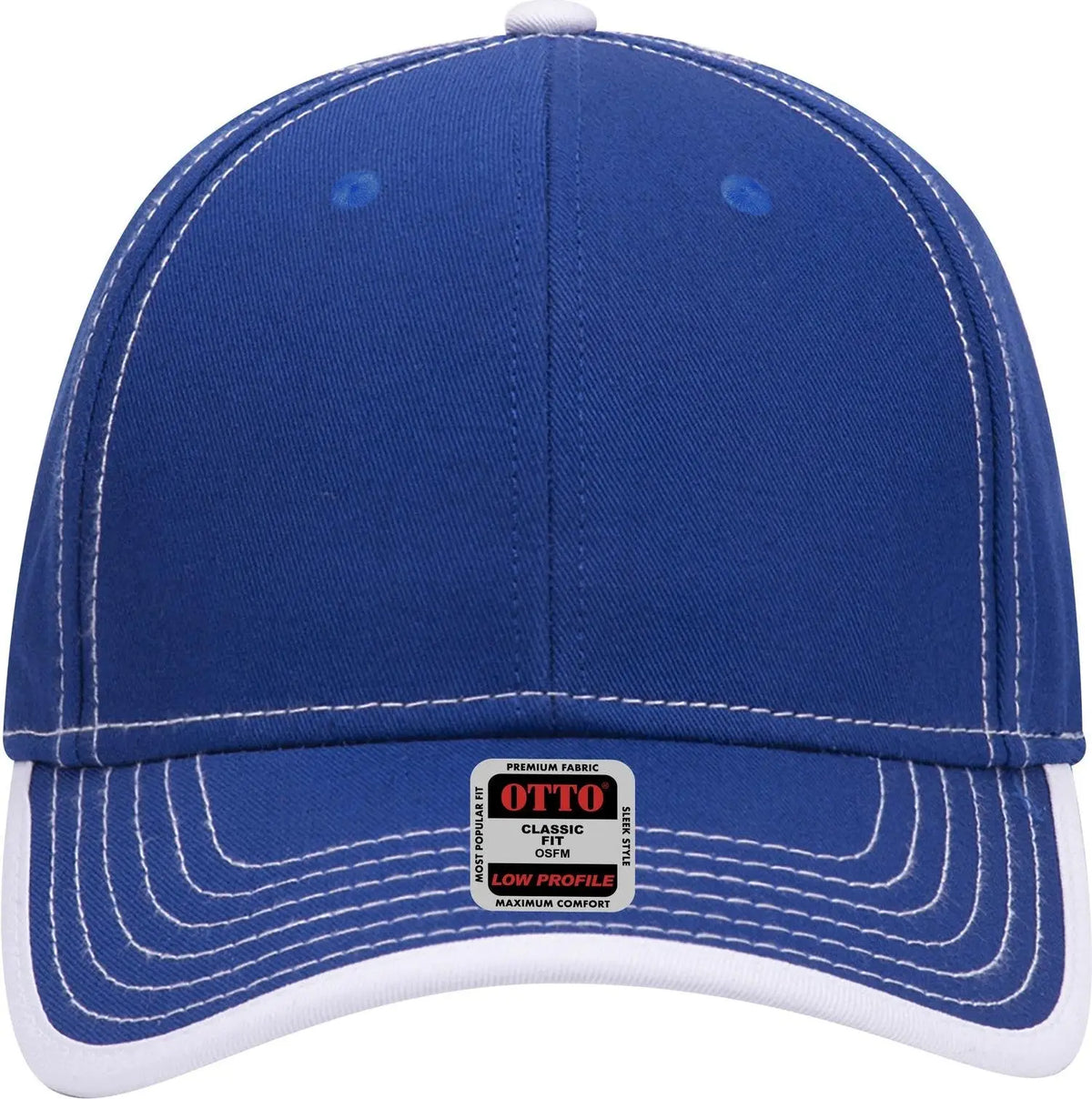 Otto 147-1071 6 Panel Low Profile Baseball Cap - Ryl/wht - 1/2’’ - 7 5/8’’