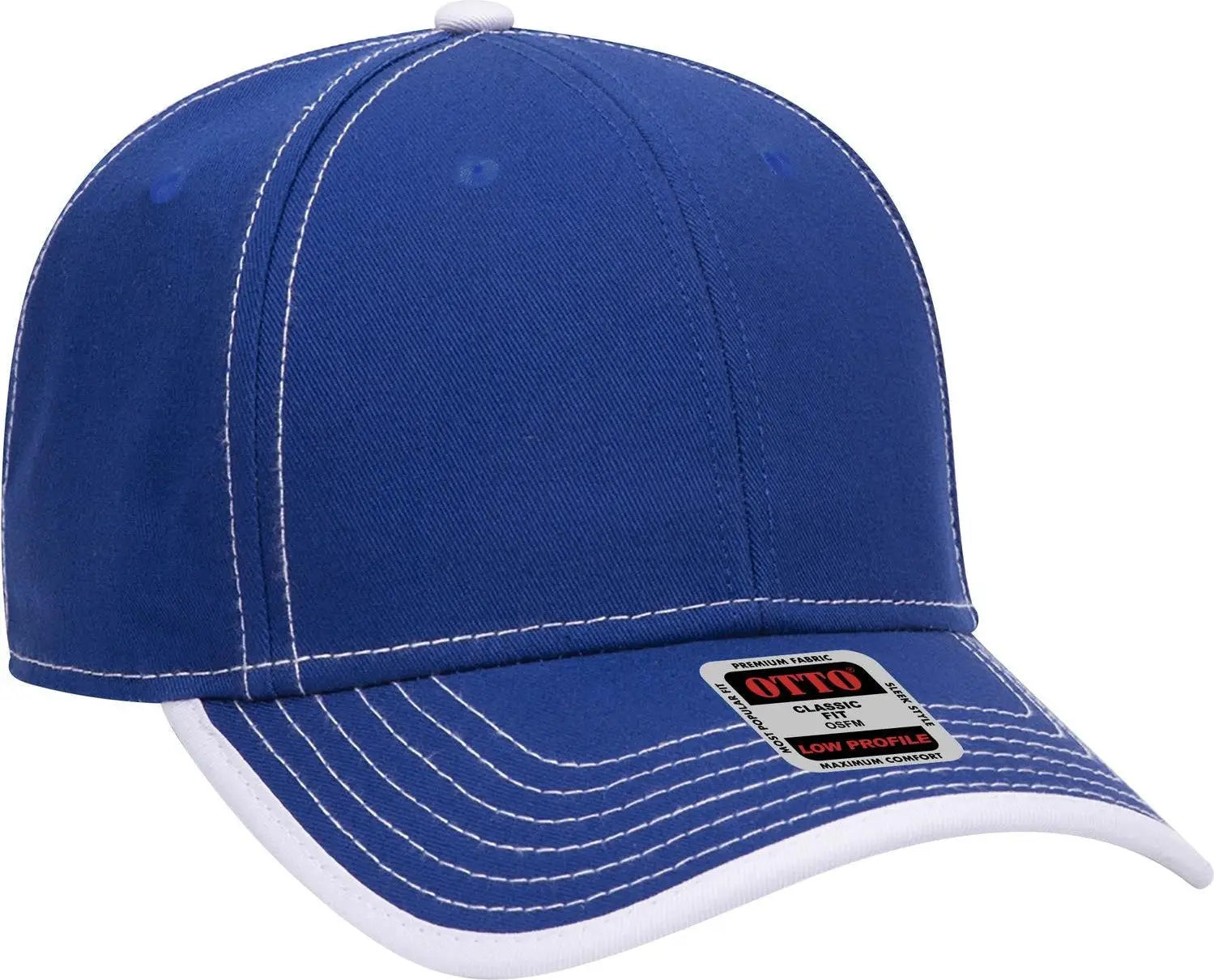 Otto 147-1071 6 Panel Low Profile Baseball Cap - Ryl/wht - 1/2’’ - 7 5/8’’