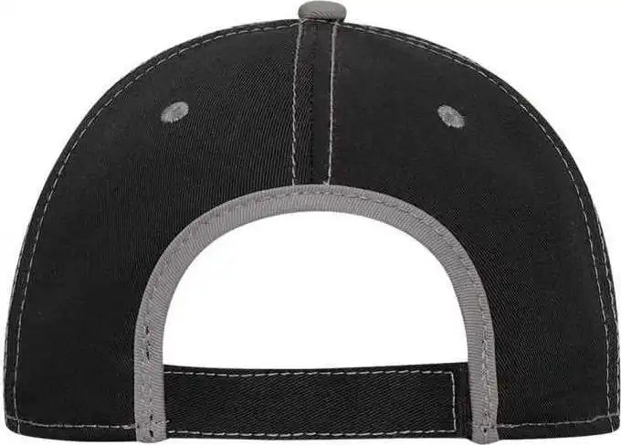 Otto 147-1071 Superior Cotton Twill W/ Contrast Stitching Binding Trim Visor 6 Panel Low Profile Baseball Cap - Black