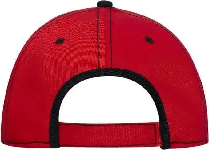Otto 147-1071 Superior Cotton Twill W/ Contrast Stitching Binding Trim Visor 6 Panel Low Profile Baseball Cap - Red