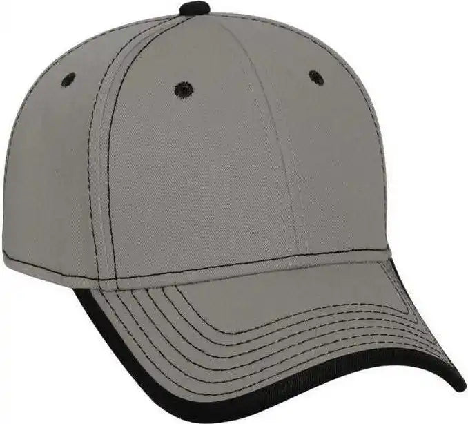 Otto 147-1071 Superior Cotton Twill W/ Contrast Stitching Binding Trim Visor 6 Panel Low Profile Baseball Cap - Gray