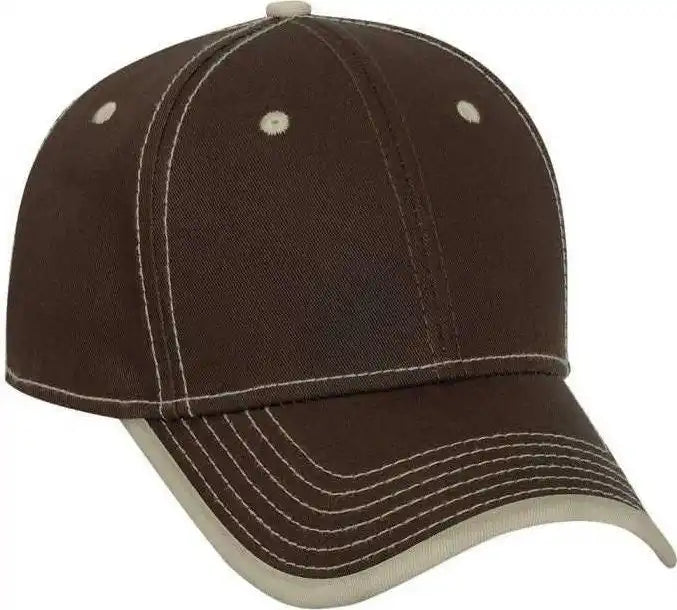 Otto 147-1071 Superior Cotton Twill W/ Contrast Stitching Binding Trim Visor 6 Panel Low Profile Baseball Cap - Dark