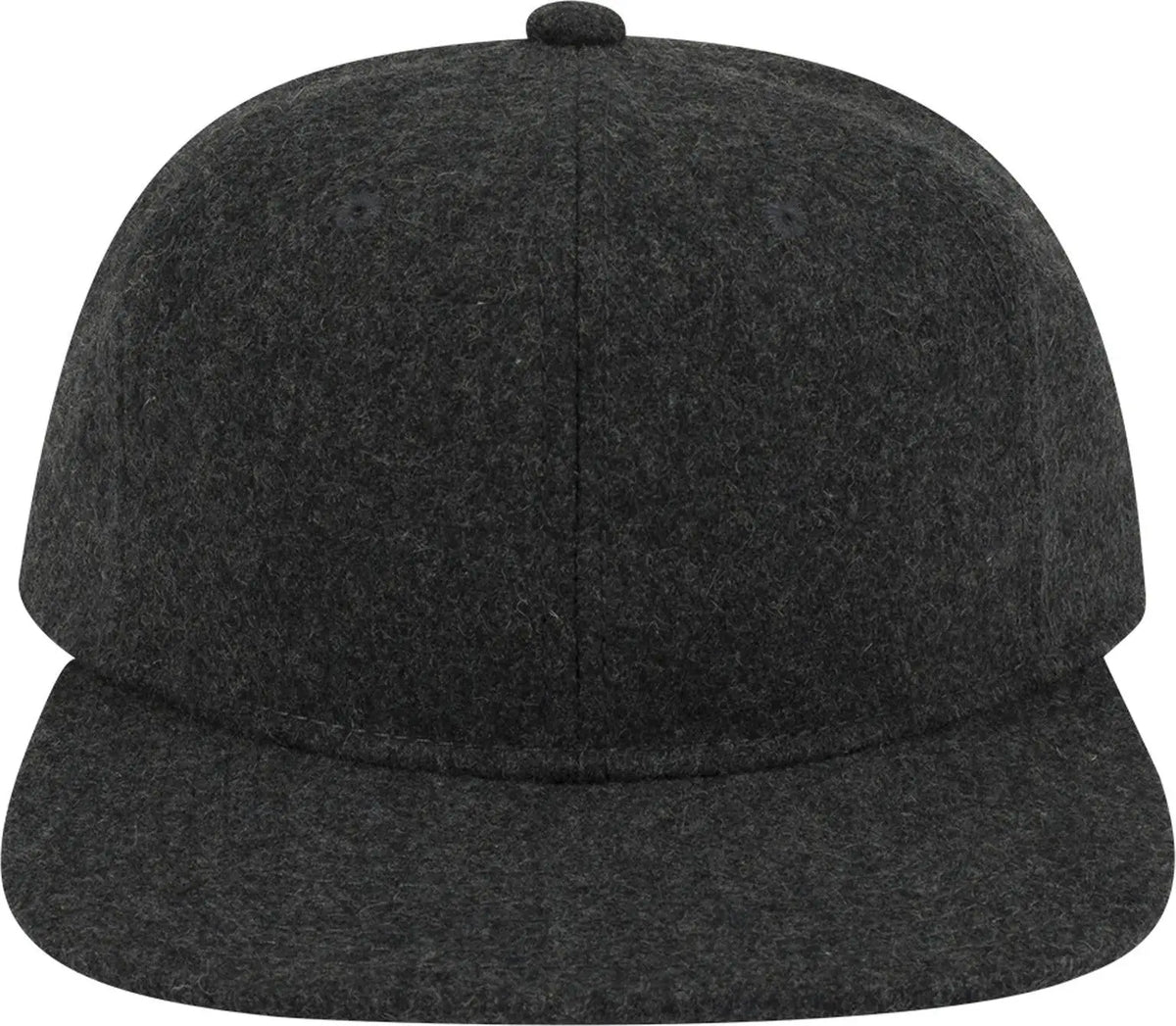 Otto 148-1200 6 Panel Mid Profile Flat Visor Strapback Cap - Heath. Black - 1/2’’ - 7 5/8’’