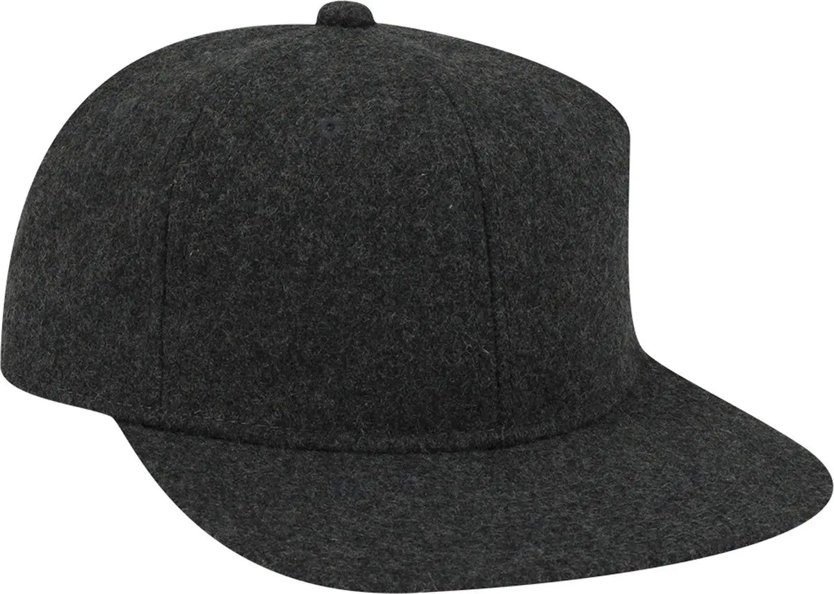 Otto 148-1200 6 Panel Mid Profile Flat Visor Strapback Cap - Heath. Black - 1/2’’ - 7 5/8’’