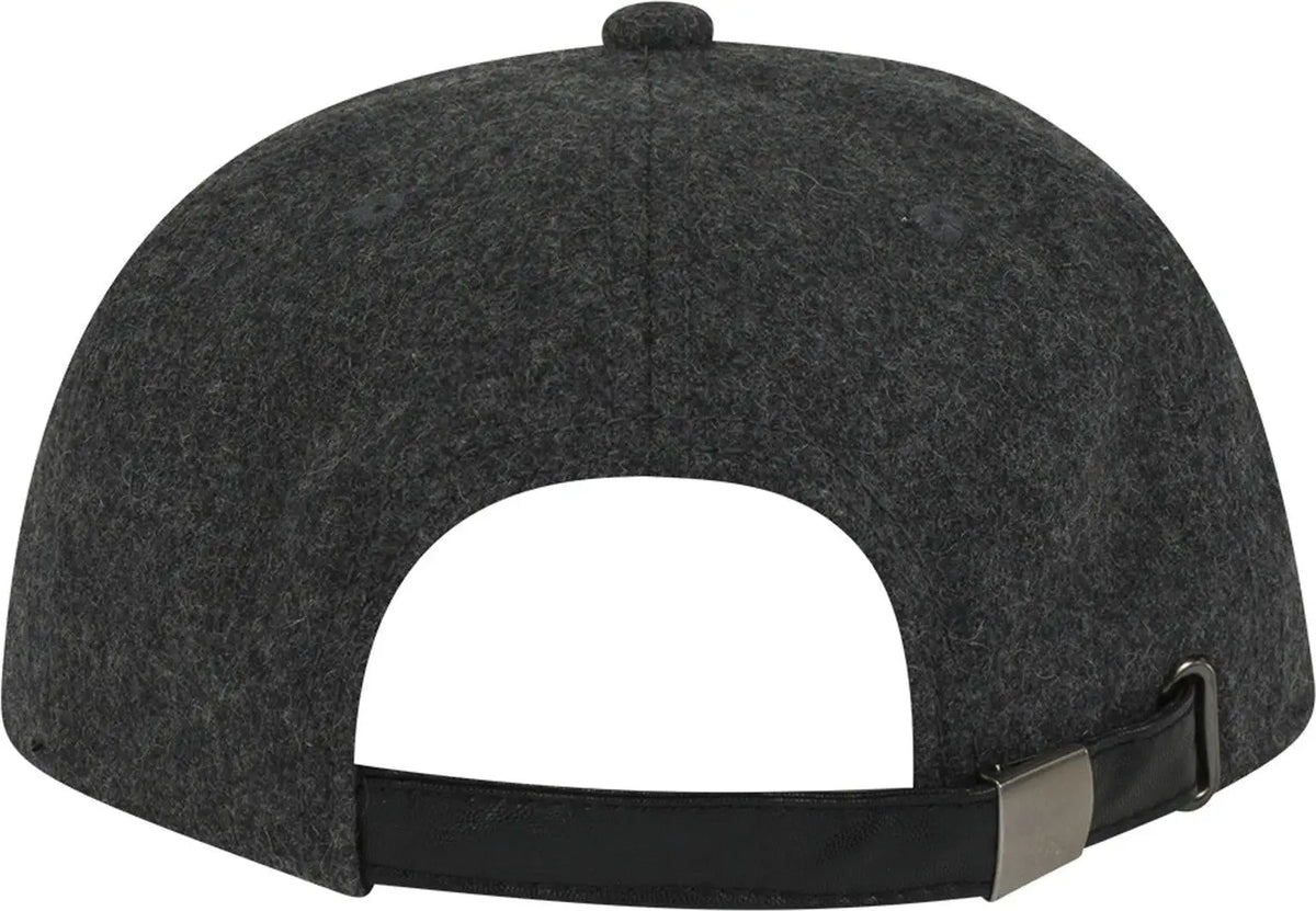 Otto 148-1200 6 Panel Mid Profile Flat Visor Strapback Cap - Heath. Black - 1/2’’ - 7 5/8’’