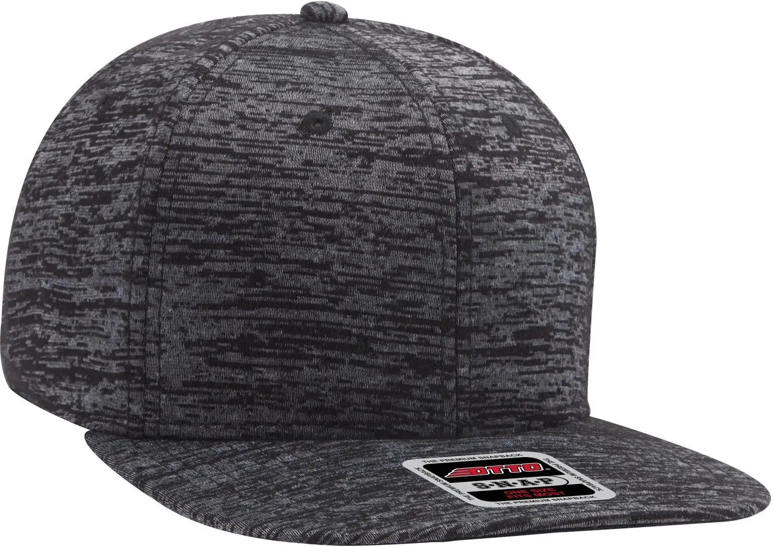 Otto 148-1218 ?Otto Snap’ 6 Panel Mid Profile Snapback Cap - Heath. Black - 1/2’’ - 7 5/8’’