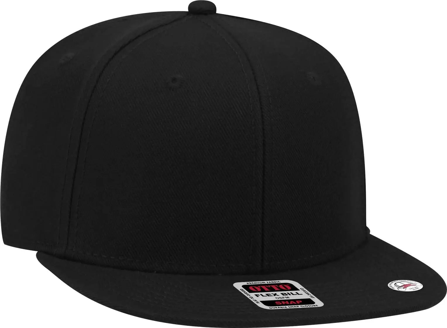 Otto 148-1267 ?Otto Snap’ 6 Panel Pro Style Snapback Cap - Black - 1/2’’ - 7 5/8’’