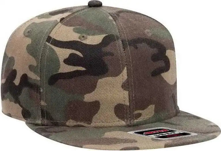 Otto 148 1267 Snap 6 Panel Mid Profile Snapback Hat Green Camo / one Size Fits Most