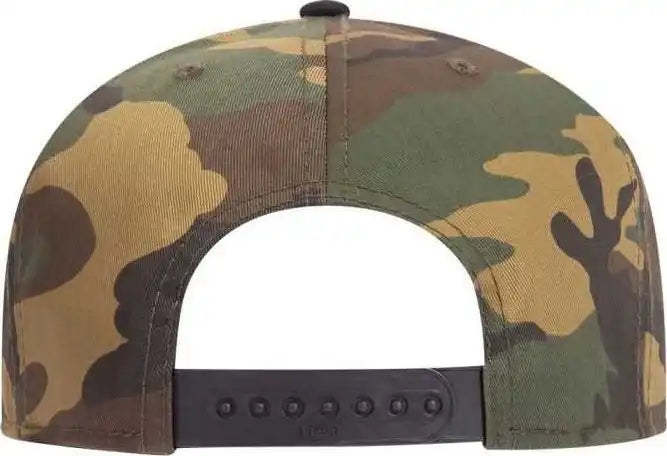 Otto 148-1274 Snap Camouflage 6 Panel Mid Profile Snapback Cap - Black Dark Green Brown - one Size Fits Most