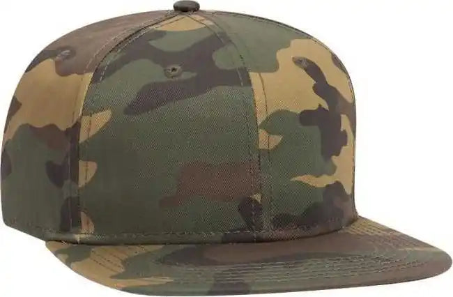 Otto 148-1274 Snap Camouflage 6 Panel Mid Profile Snapback Cap - Dark Green Brown - Forest / one Size Fits Most