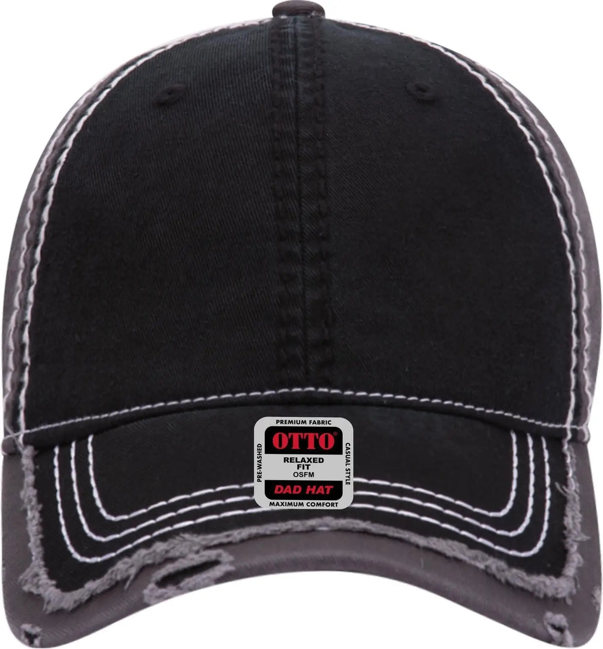Otto 149-1091 6 Panel Low Profile Dad Cap - Blk/blk/ch.gry - 1/2’’ - 7 5/8’’