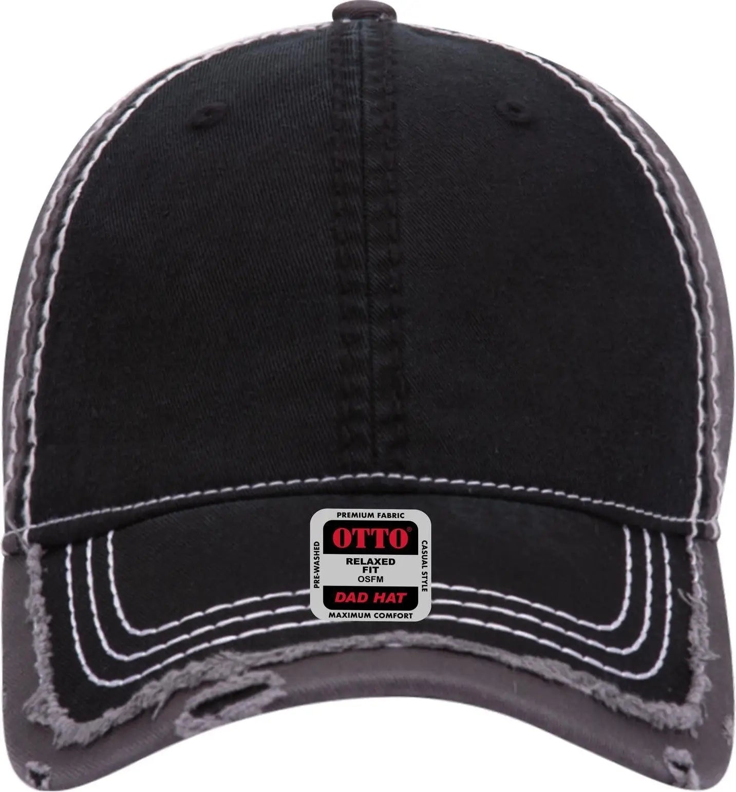 Otto 149-1091 6 Panel Low Profile Dad Cap - Blk/blk/ch.gry - 1/2’’ - 7 5/8’’