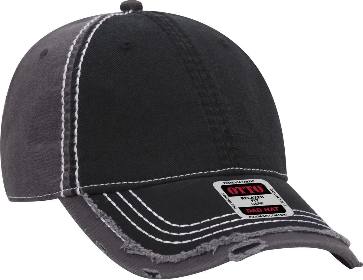 Otto 149-1091 6 Panel Low Profile Dad Cap - Blk/blk/ch.gry - 1/2’’ - 7 5/8’’
