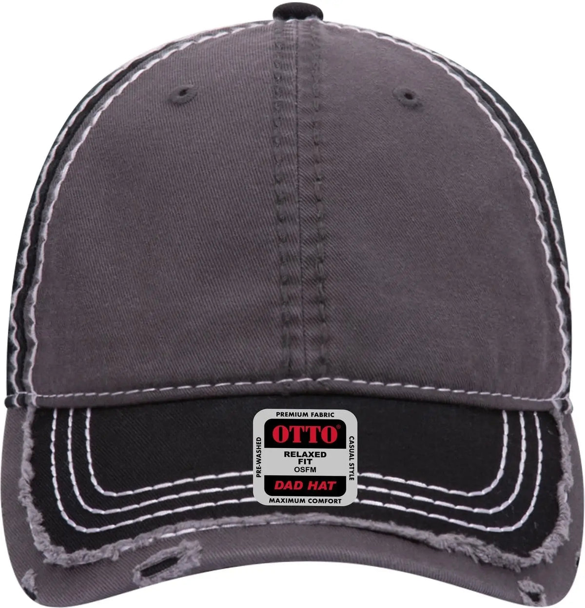 Otto 149-1091 6 Panel Low Profile Dad Cap - Blk/ch.gry/blk - 1/2’’ - 7 5/8’’