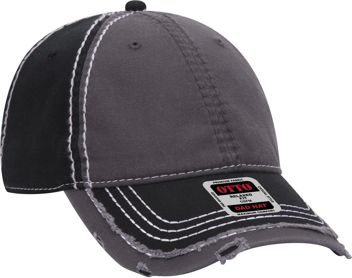 Otto 149-1091 6 Panel Low Profile Dad Cap - Blk/ch.gry/blk - 1/2’’ - 7 5/8’’