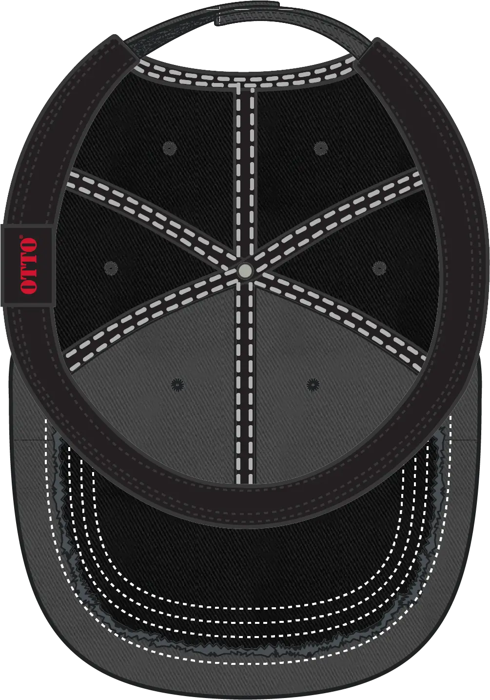 Otto 149-1091 6 Panel Low Profile Dad Cap - Blk/ch.gry/blk - 1/2’’ - 7 5/8’’