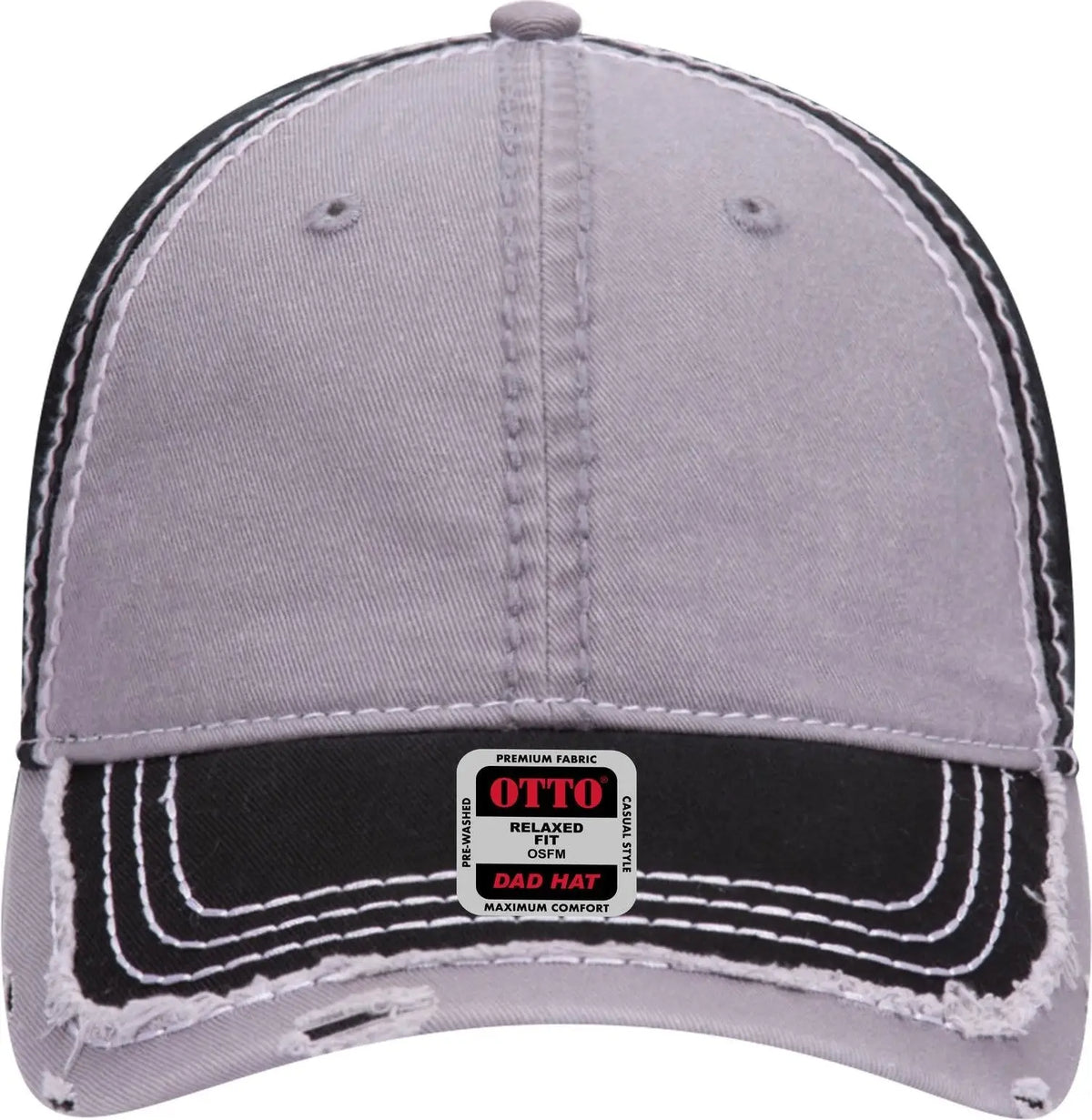Otto 149-1091 6 Panel Low Profile Dad Cap - Blk/gry/blk - 1/2’’ - 7 5/8’’