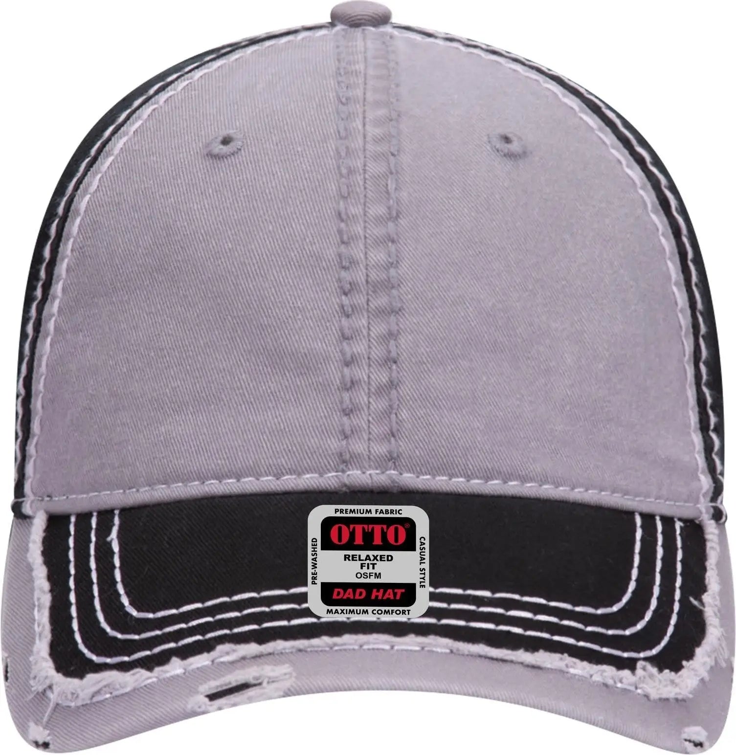 Otto 149-1091 6 Panel Low Profile Dad Cap - Blk/gry/blk - 1/2’’ - 7 5/8’’