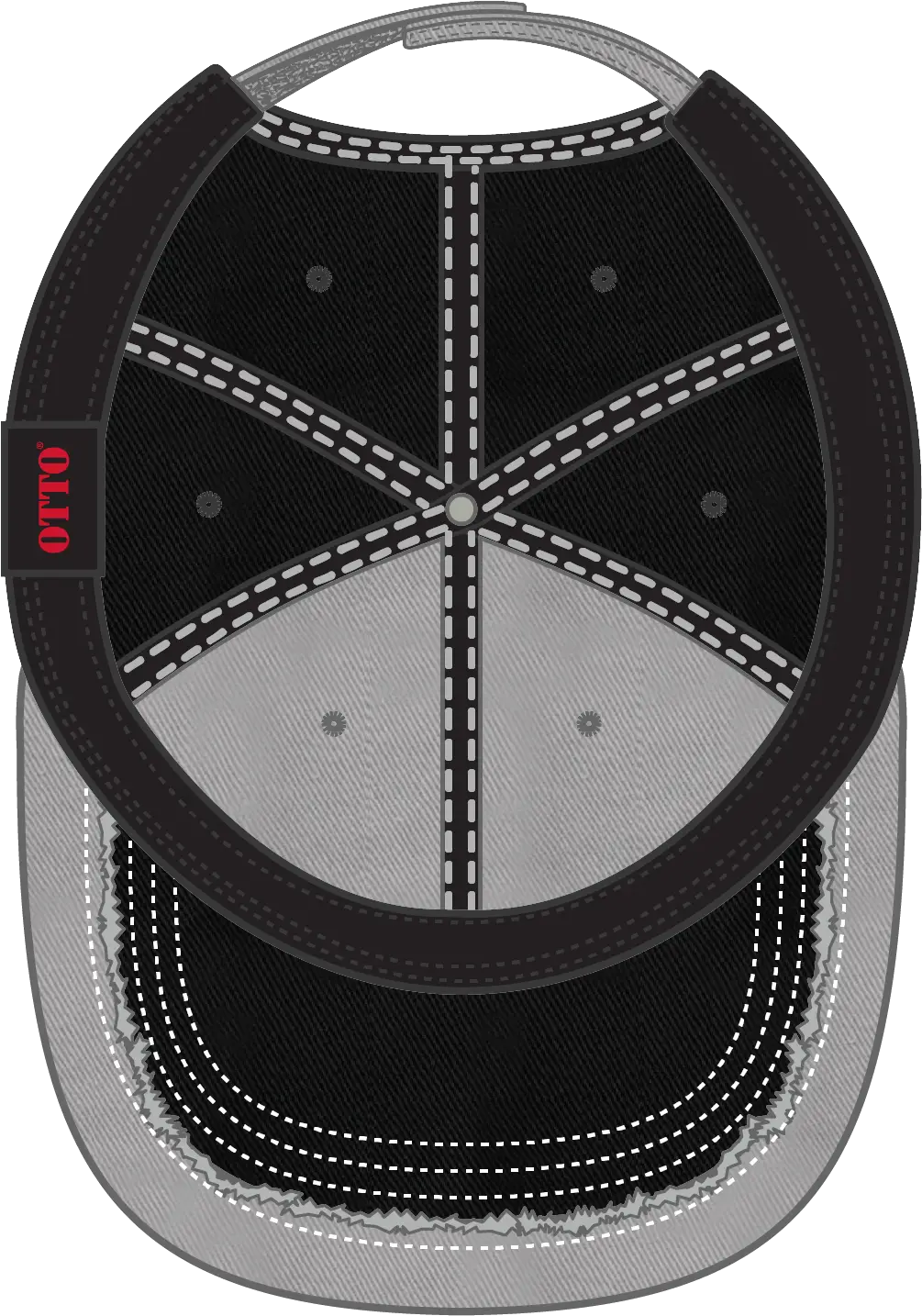 Otto 149-1091 6 Panel Low Profile Dad Cap - Blk/gry/blk - 1/2’’ - 7 5/8’’