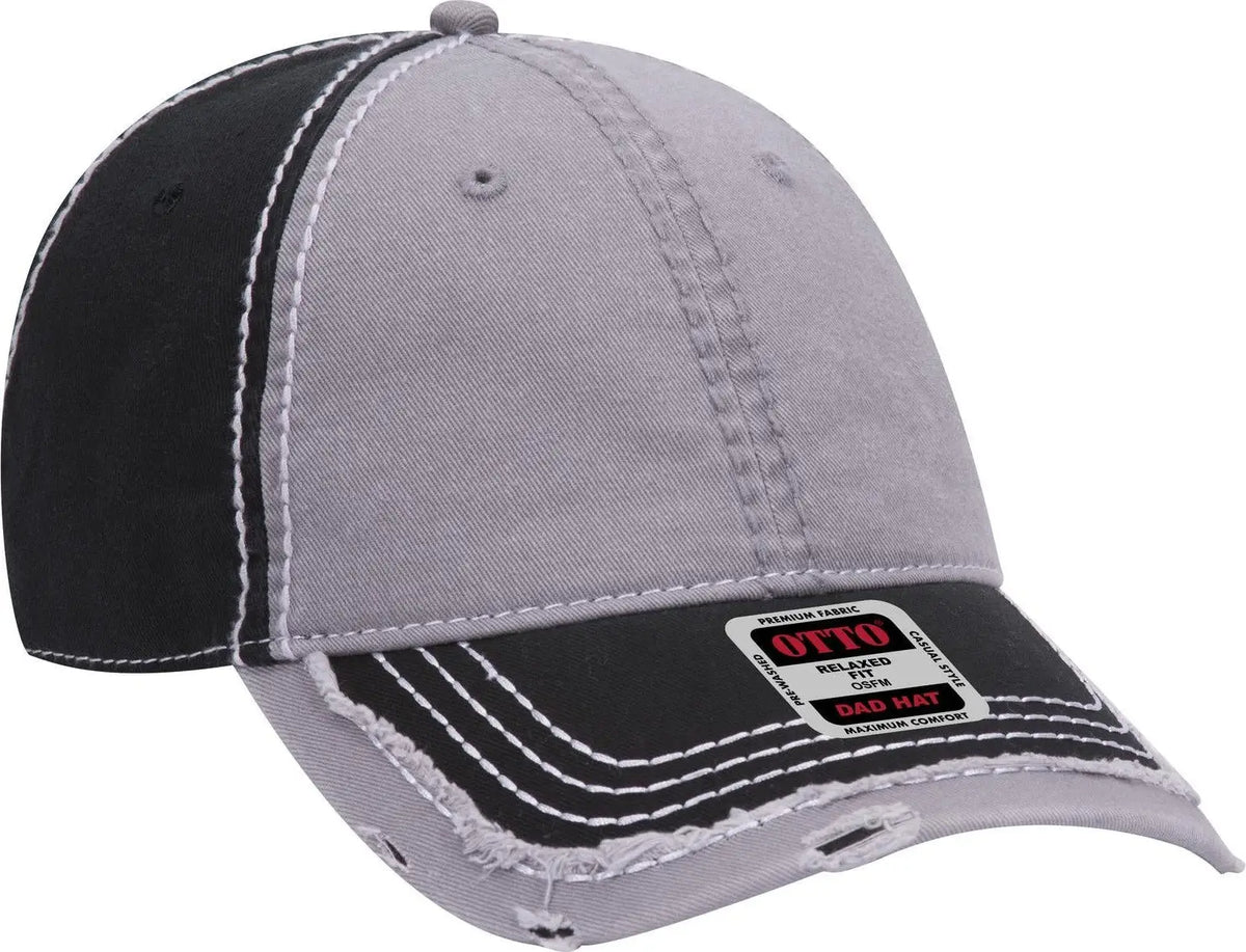 Otto 149-1091 6 Panel Low Profile Dad Cap - Blk/gry/blk - 1/2’’ - 7 5/8’’