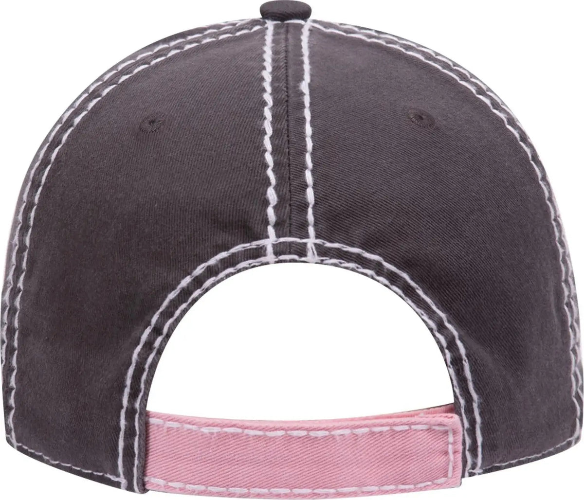 Otto 149-1091 6 Panel Low Profile Dad Cap - Ch.gry/pnk/ch.gry - 1/2’’ - 7 5/8’’
