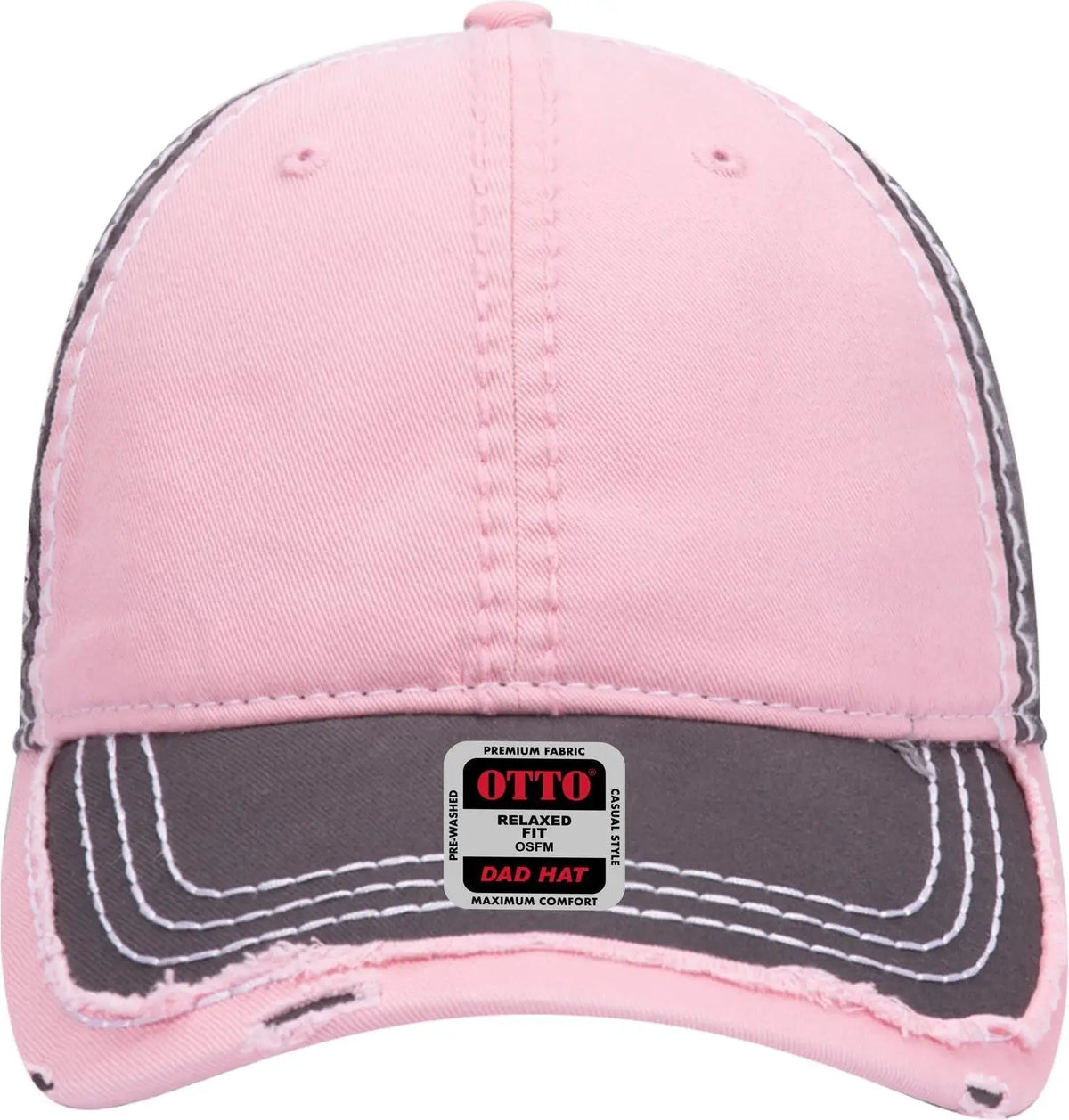 Otto 149-1091 6 Panel Low Profile Dad Cap - Ch.gry/pnk/ch.gry - 1/2’’ - 7 5/8’’
