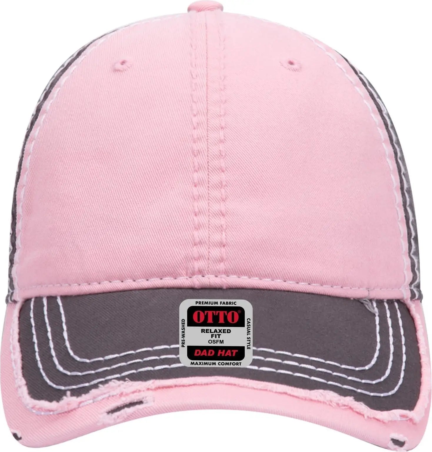 Otto 149-1091 6 Panel Low Profile Dad Cap - Ch.gry/pnk/ch.gry - 1/2’’ - 7 5/8’’