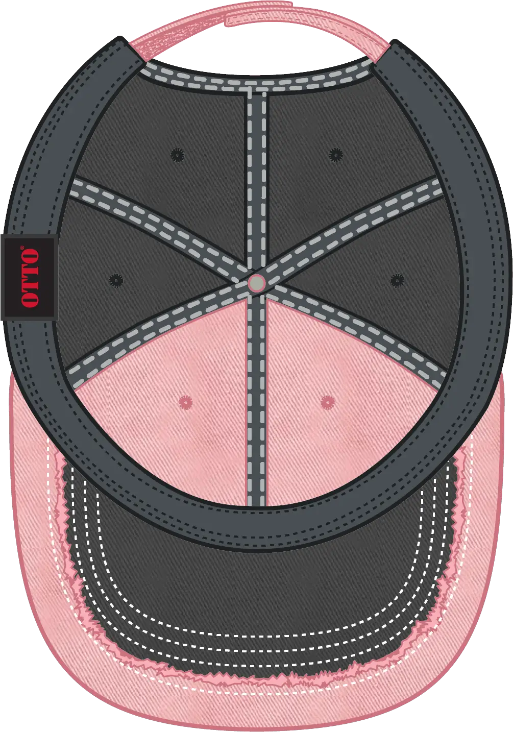Otto 149-1091 6 Panel Low Profile Dad Cap - Ch.gry/pnk/ch.gry - 1/2’’ - 7 5/8’’
