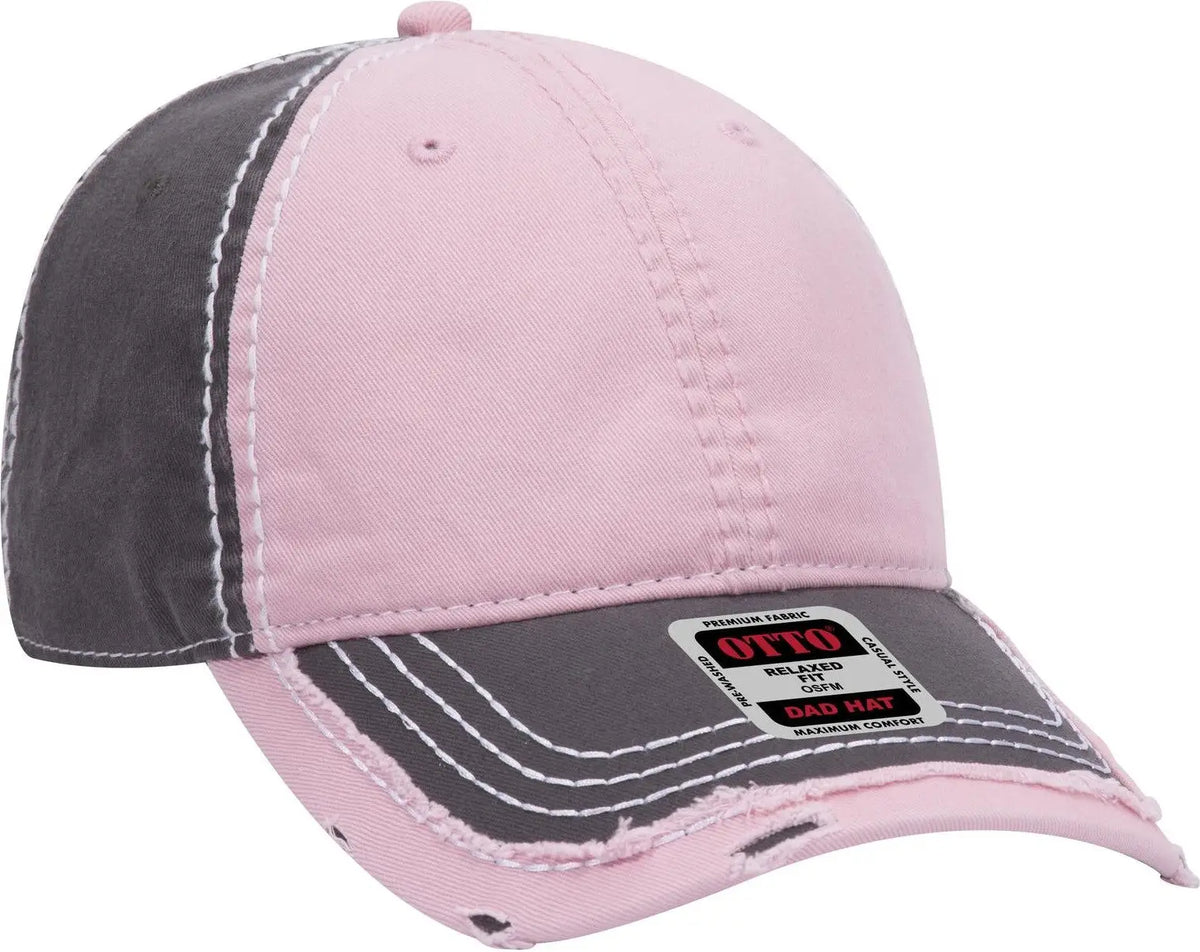 Otto 149-1091 6 Panel Low Profile Dad Cap - Ch.gry/pnk/ch.gry - 1/2’’ - 7 5/8’’
