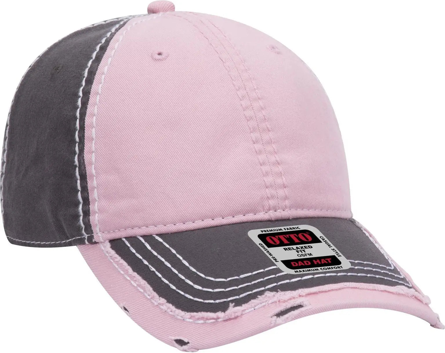Otto 149-1091 6 Panel Low Profile Dad Cap - Ch.gry/pnk/ch.gry - 1/2’’ - 7 5/8’’