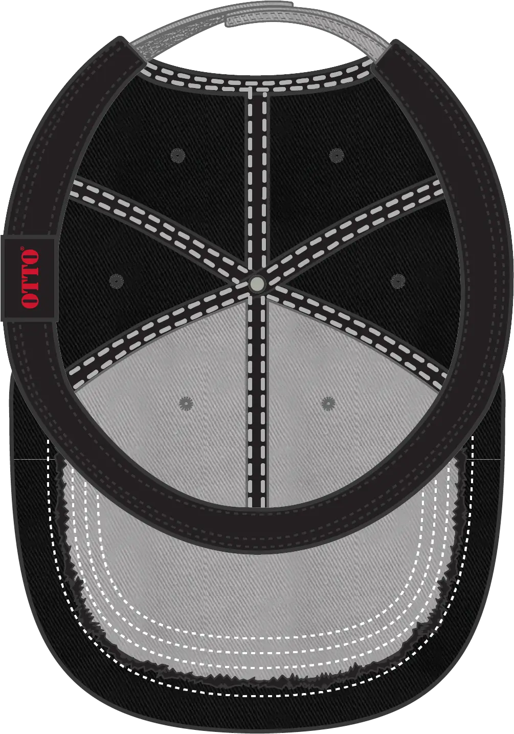 Otto 149-1091 6 Panel Low Profile Dad Cap - Gry/gry/blk - 1/2’’ - 7 5/8’’
