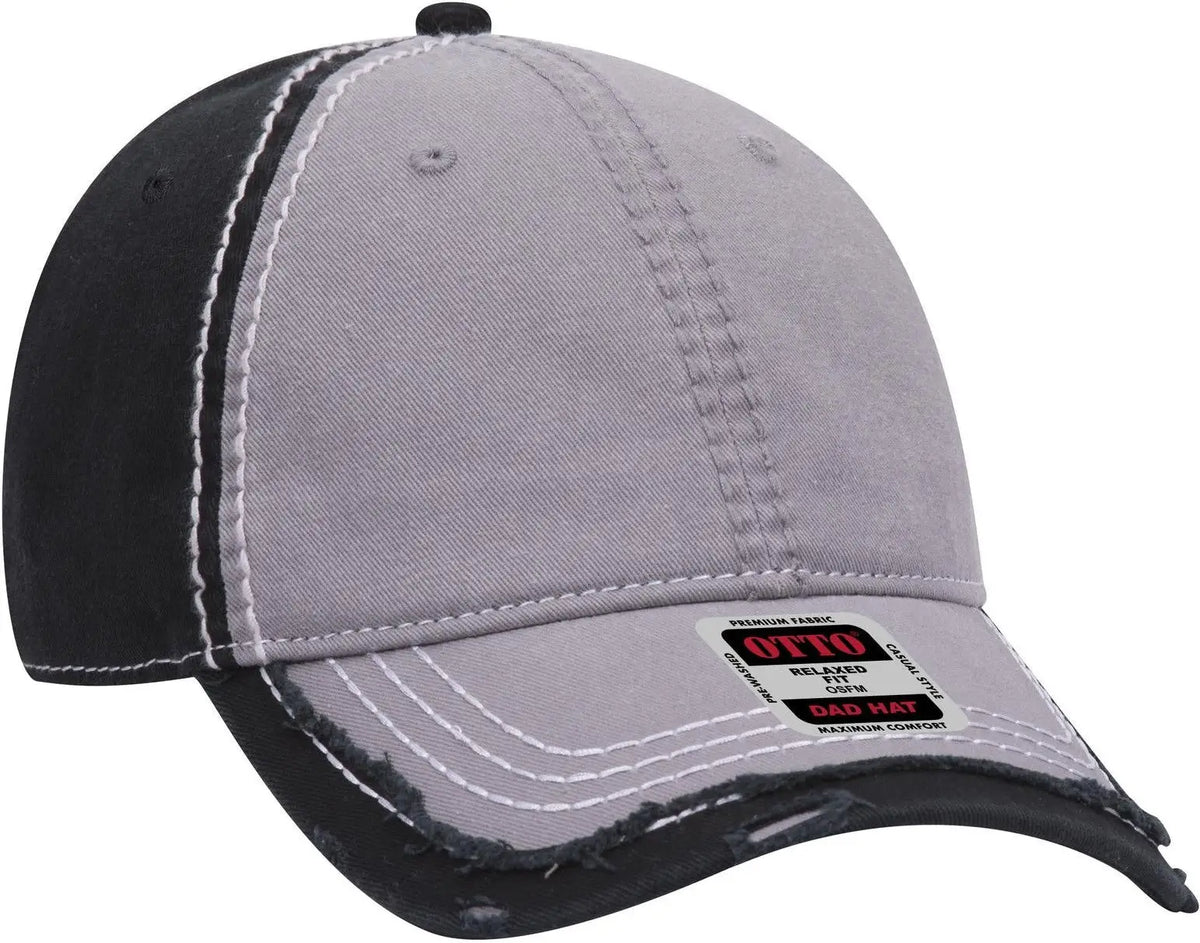 Otto 149-1091 6 Panel Low Profile Dad Cap - Gry/gry/blk - 1/2’’ - 7 5/8’’